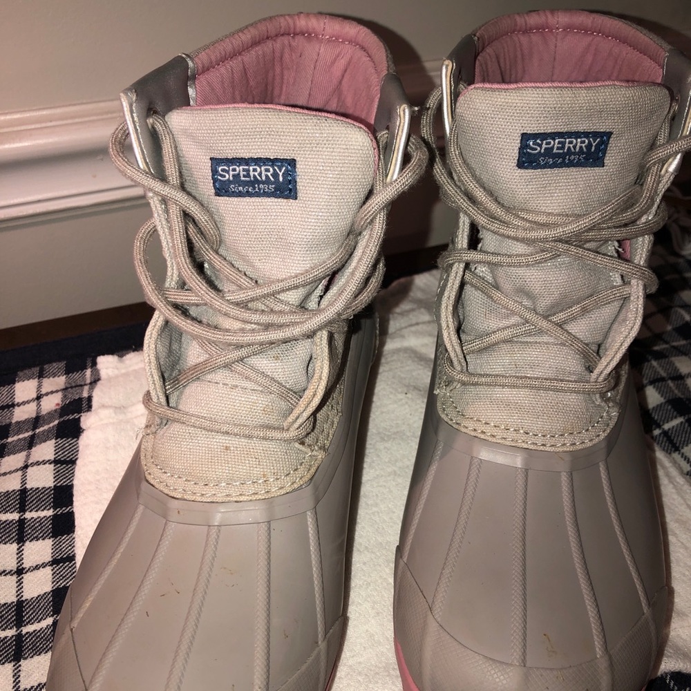 Sperry Women's Duck Booties Gray And Pink Size